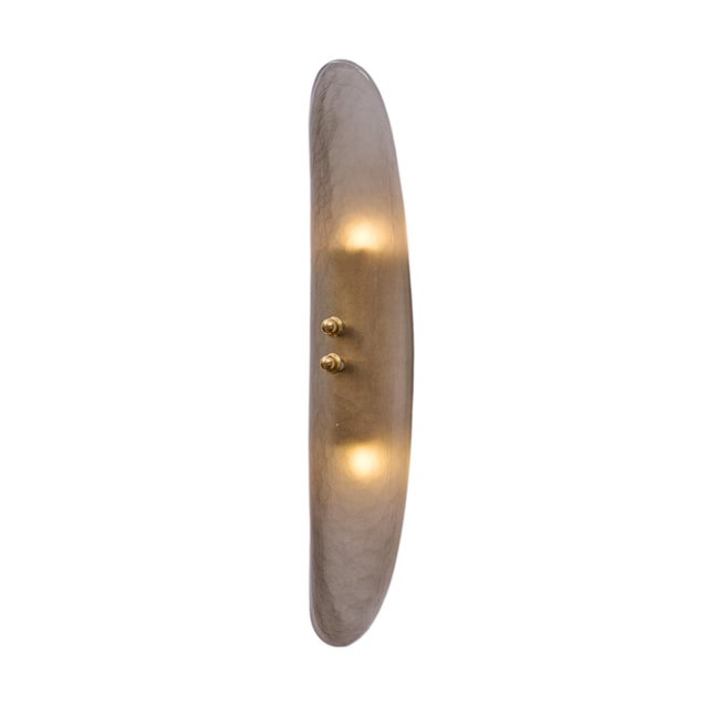 Pair of Contemporary Venetian Smoked Glass and Brass Panel Sconces For Sale In Austin - Image 6 of 9
