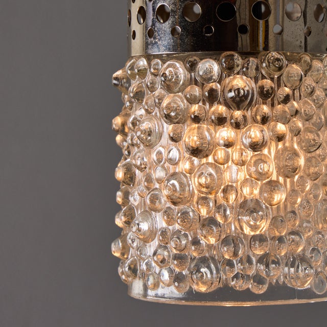 Pair of 1960s Chrome Metal and Bubble Glass Pendants by Helena Tynell For Sale - Image 12 of 18