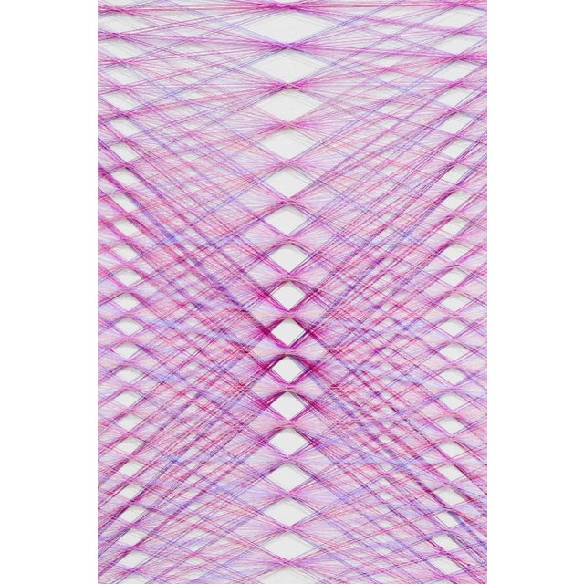 Nailed it series no.85 33 x 33 x 2 in thread, nails andd acrylic paint on wooden panel born in 1986 in agra, india lives &...