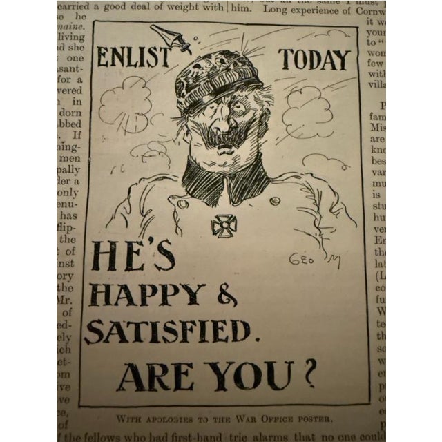 Animal Skin 1897-1925 : King George III & Churchill Original Satire: The London Charivari - Punch Almanack Annual : 22 Leather-Bound Volumes For Sale - Image 7 of 10