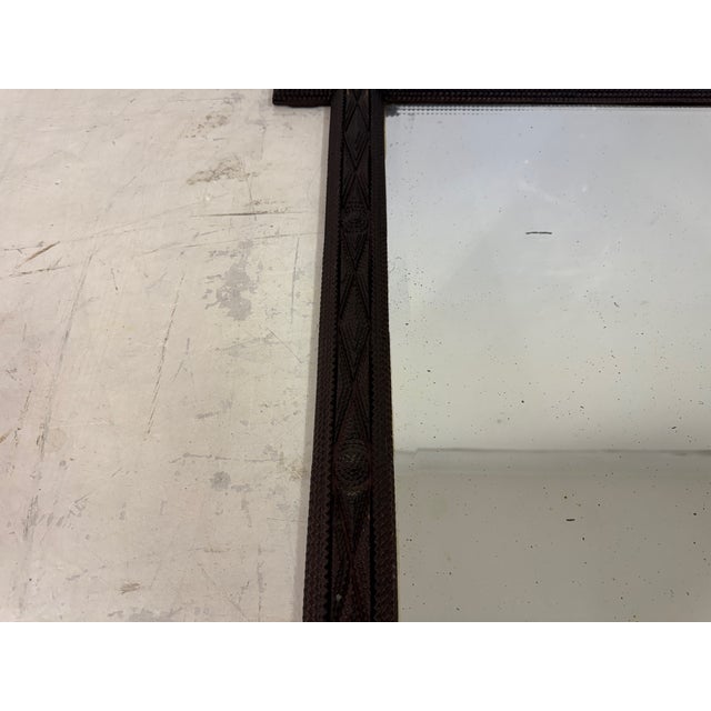 Rustic 19th Century French Geometric Tramp Art Mirror, 1899 For Sale - Image 3 of 14