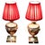Red Vintage Gothic Style Silver Plated Table Lamps, 1930, Set of 2 For Sale - Image 8 of 8