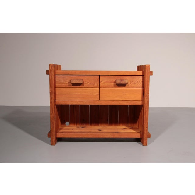 Brutalist Scandinavian Pine Cabinet by Hans Frydendal, 1970 For Sale - Image 4 of 12