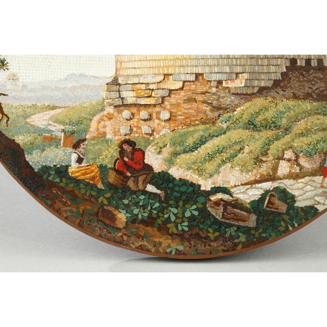 Round Micromosaic Depicting Mausoleum of Cecilia Metella on the Appian Way, Early 19th Century For Sale - Image 4 of 15