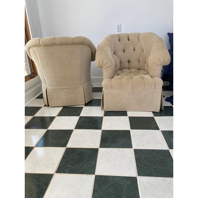 French Country Custom Wilson Bell Rolled Armed Club Chairs For Sale - Image 3 of 7