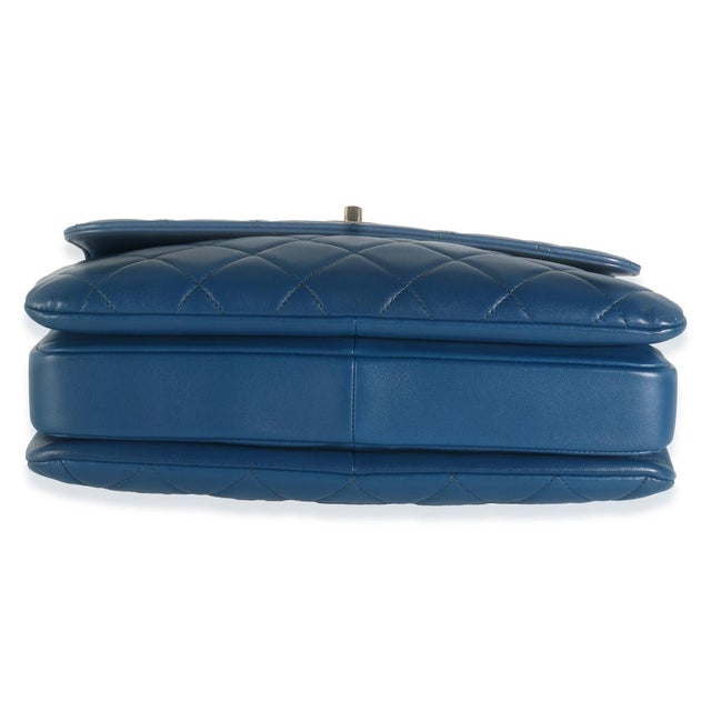 2010s Navy Quilted Lambskin Medium Trendy Top Handle Bag For Sale - Image 5 of 8