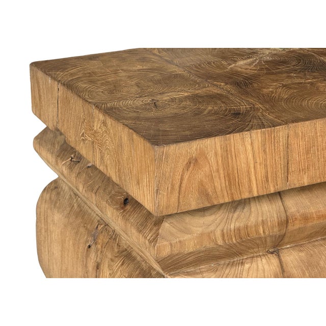Brown Large Reclaimed Teak Wood Table, Stunning Wood Textures, Modern Organic For Sale - Image 8 of 8
