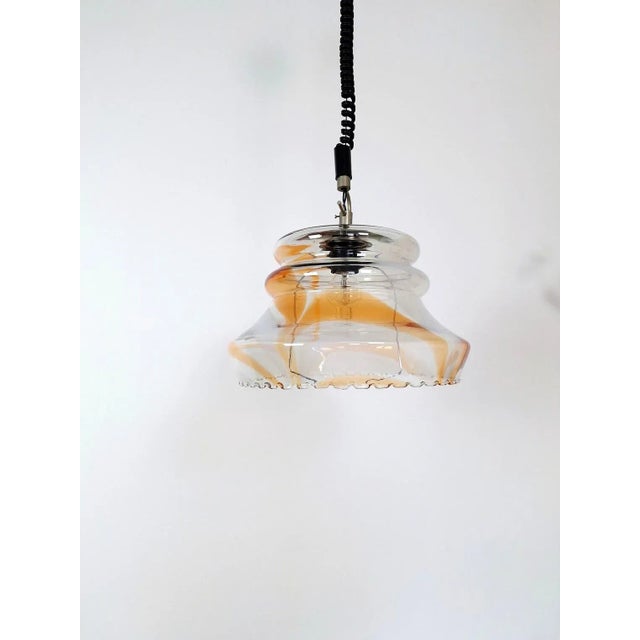 1970s Vintage Orange White Pendant Light For Sale - Image 4 of 11