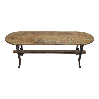 1950s Oval Wood Coffee Table For Sale