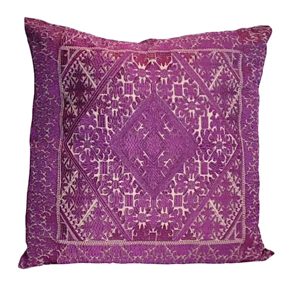 Swati Embroidered Pillow Purple 24" X 24" For Sale