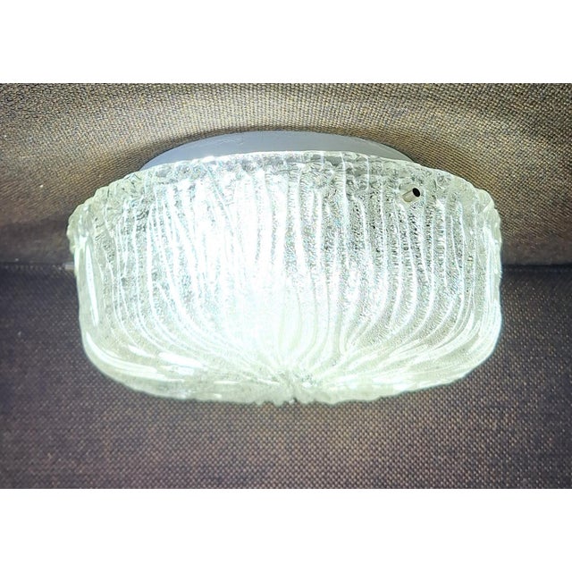 Metal Vintage Ceiling Lamp with Clear Frosted Glass Shade, 1970s For Sale - Image 7 of 7