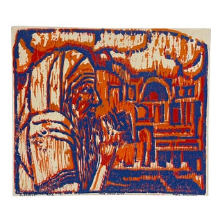1970s Ruth Freeman Holy City Woodblock For Sale