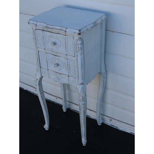 White French Early 1900s Shabby Chic Distressed Painted Nightstand Side End Table 6401 For Sale - Image 8 of 11