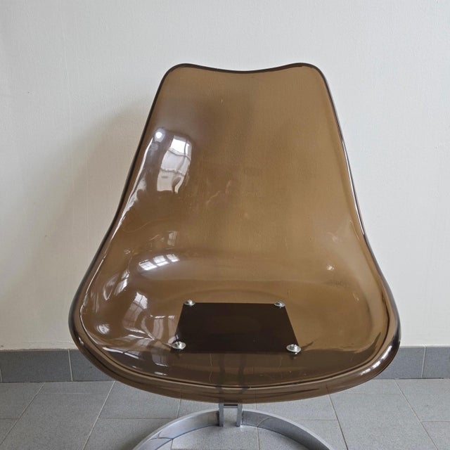 Plastic Vintage Eurosteel Chairs in Acrylic Glass and Chrome by Boris Tabacoff, 1970, Set of 4 For Sale - Image 7 of 18