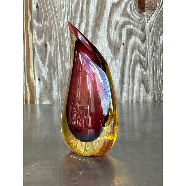 Add a touch of artistic elegance to your décor with this Vintage Boho Oggetti Italian Art Glass Vase. Handcrafted in...