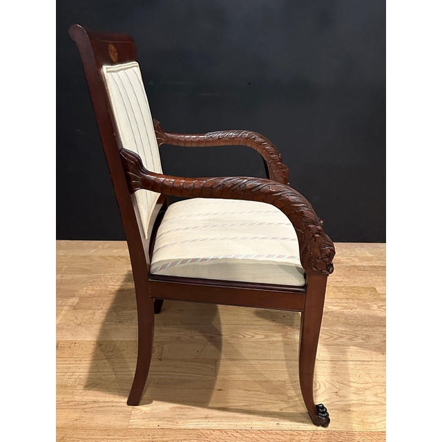 Early 20th Century Pair Of Carved Mahogany Dolphin Form Armchairs For Sale - Image 4 of 8