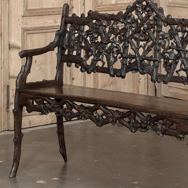 19th Century French Black Forest Carved Oak Hall Bench For Sale - Image 11 of 18