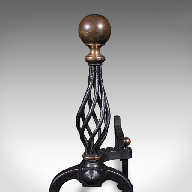 Black Large Pair of Antique Fire Dogs, English, Andirons, Aesthetic Period, Victorian For Sale - Image 8 of 12