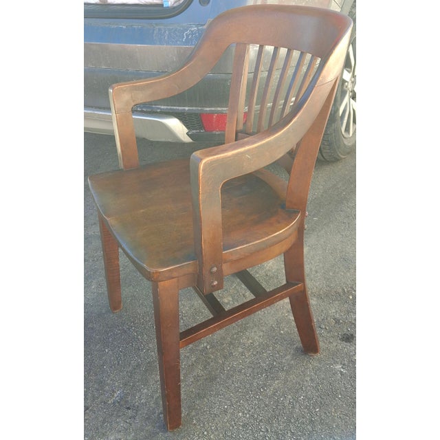 Gunlocke Pair Gunlocke Oak Bankers Armchairs, Early 20th Century, Victorian Design For Sale - Image 4 of 15