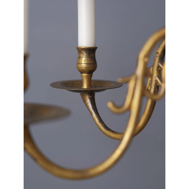 18th Century Dutch Brass Candle Chandelier For Sale - Image 10 of 12
