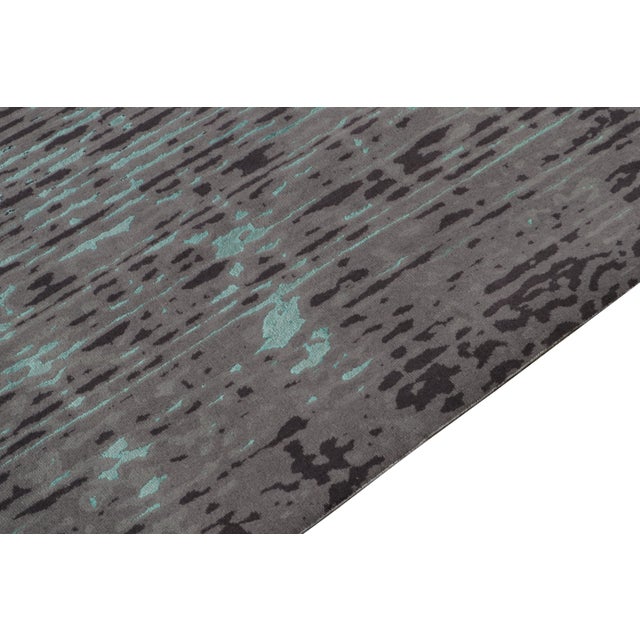 2010s Rug & Kilim’s Contemporary Style Rug in Blue and Gray Abstract Pattern For Sale - Image 5 of 6