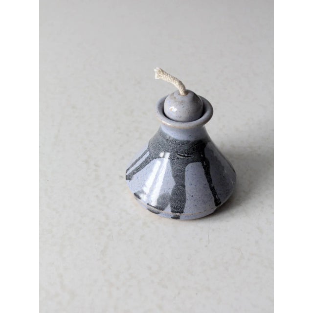 Blue Vintage Studio Pottery Oil Candle For Sale - Image 8 of 10