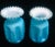 Thomas Webb & Sons Pair of 1920s Aqua Satin Webb Ruffled Polka Dot Cased Glass Vases For Sale - Image 4 of 9