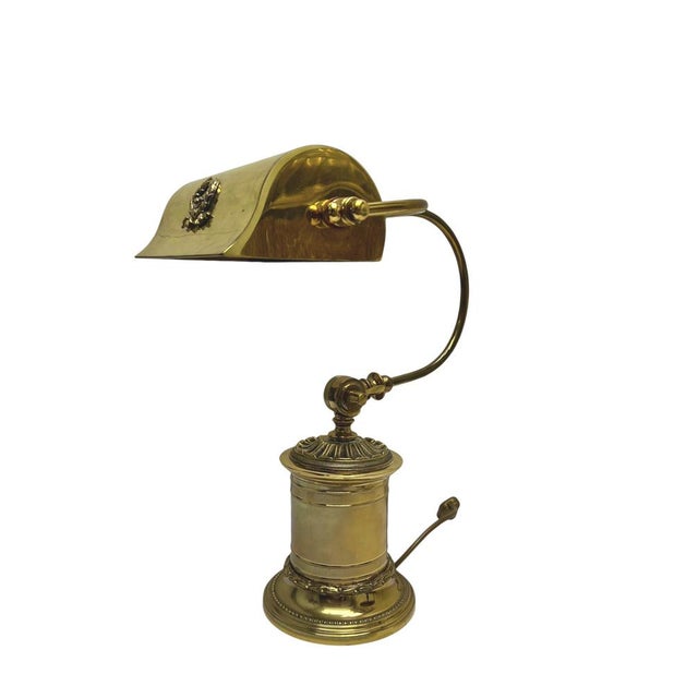 French Adjustable Bankers Desk Lamp in Brass, 1960s For Sale - Image 9 of 17