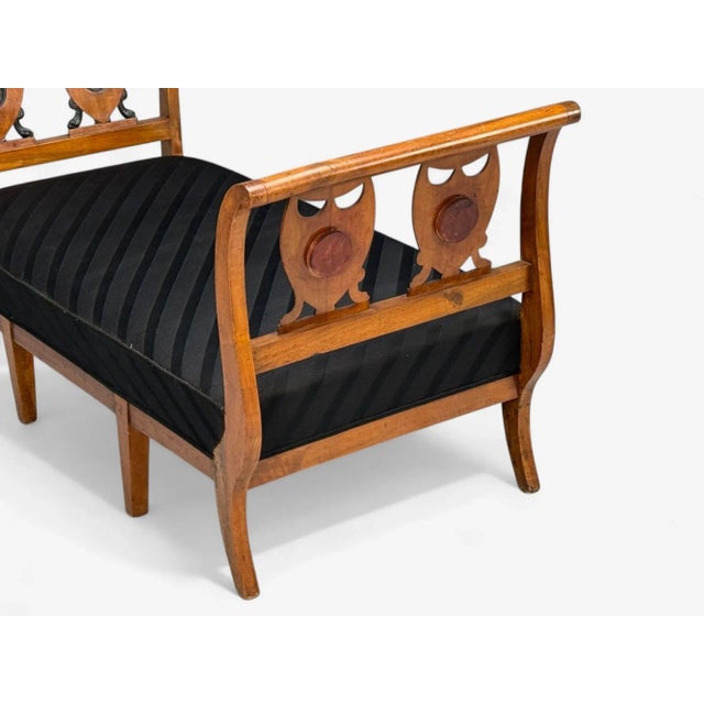 Biedermeier Style, Fruitwood, Black Fabric, Daybed, Usa, 19th Century For Sale - Image 11 of 15