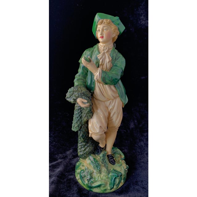 Vintage Borghese Young Fisherman With a Net & Fish Figurine For Sale - Image 13 of 13
