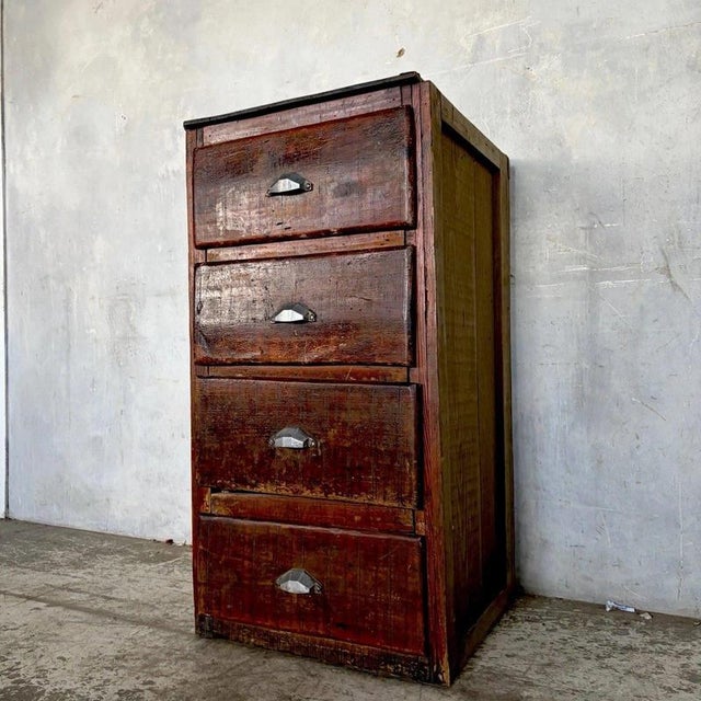 A wonderfully characterful vintage French industrial tallboy, sourced in Amiens and retaining an authentic time-worn...