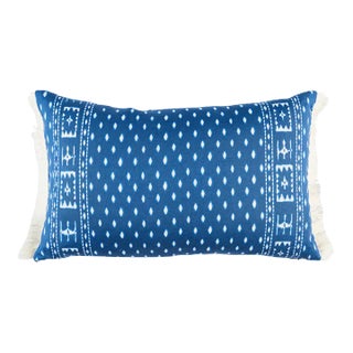 Schumacher Indah Batik Pillow in Indigo 20X12" For Sale