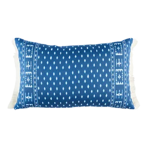 Schumacher Indah Batik Pillow in Indigo 20X12"