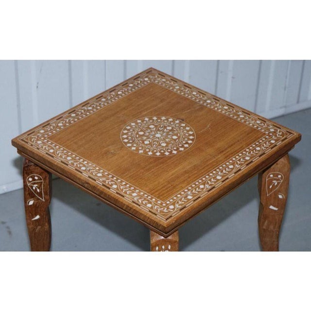 Anglo-Indian Inlaid Teak Side Table, 1950s For Sale - Image 3 of 9