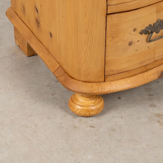 19th Century Danish Pine Curved Chest of Three Drawers For Sale - Image 11 of 15