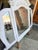 Ornate French Country Linen Bisque Dresser, Trifold Mirror & Nightstands For Sale - Image 4 of 9