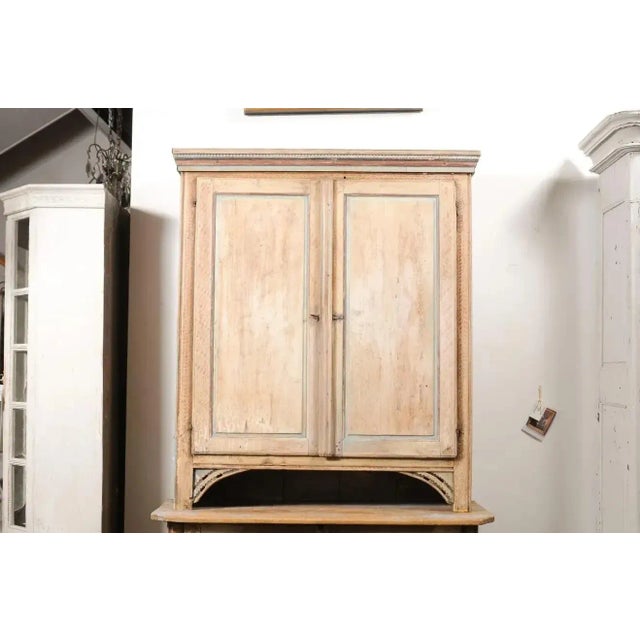 Swedish 1780s Gustavian Period Two-Part Tall Cabinet with Original Paint For Sale In Atlanta - Image 6 of 13