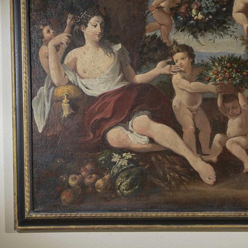 Country Scene Lady with Cherubs, Oil on Canvas, Framed For Sale - Image 3 of 7