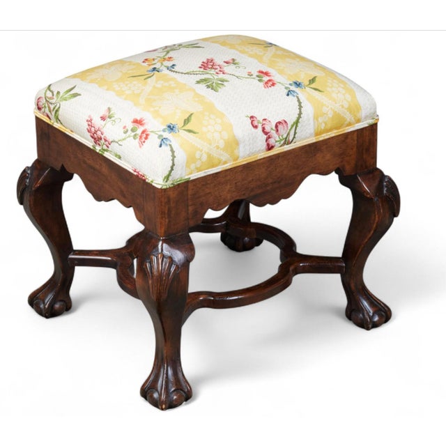 George I Style Lewis Mittman Carved Mahogany Footstool Ottoman