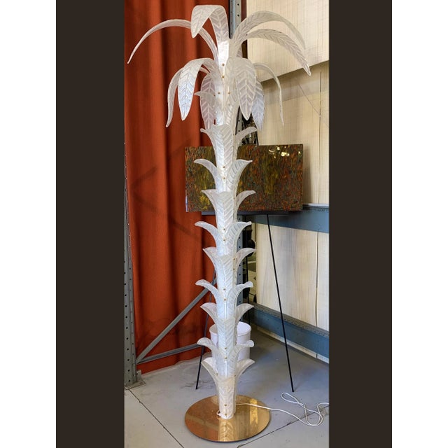 Vintage Opalino Palm Tree Murano Glass Floor Lamp from Simoeng For Sale - Image 11 of 12