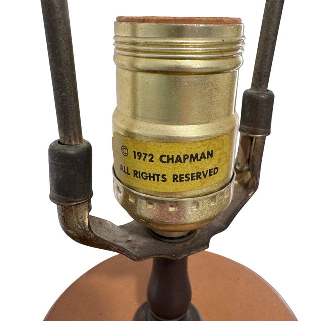 Vintage 1970's Chapman Chinoiserie Relief-Carved Terracotta Lamp W/ Original Shade For Sale - Image 11 of 12