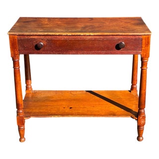 Antique Country Primitive Cherry & Pine Farmhouse Work Table / Server 31” Wide For Sale