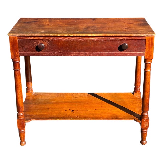Antique Country Primitive Cherry & Pine Farmhouse Work Table / Server 31” Wide For Sale