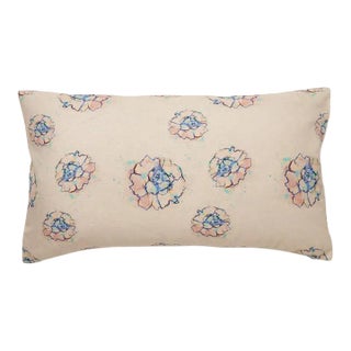 Phoebe Flower Pink Pillow on Cotton/Linen Blend For Sale