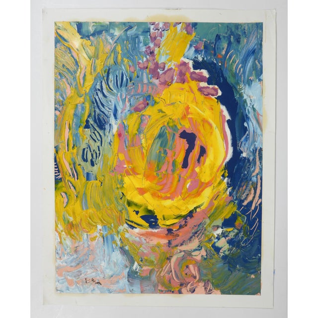Contemporary Abstract Blue and Yellow Painting For Sale In Seattle - Image 6 of 6