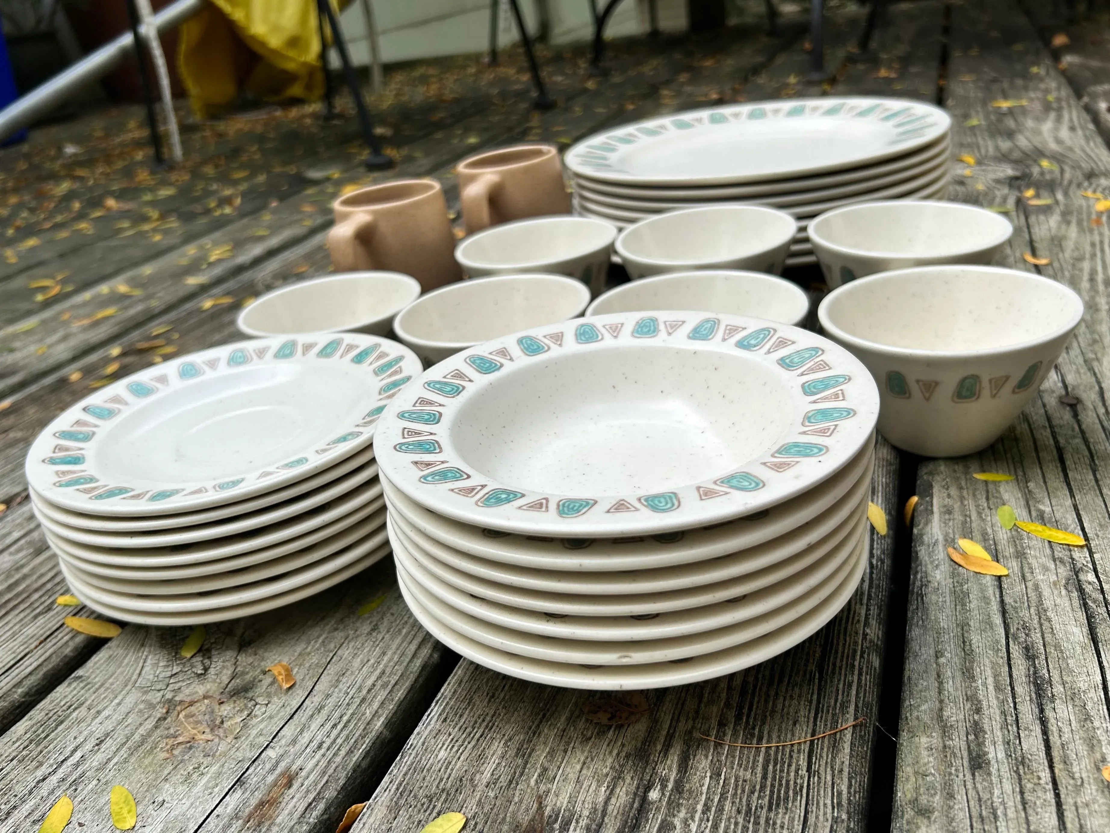 Vintage Metlox Poppytrail Navajo Ceramic Dishes- 32 Pieces | Chairish
