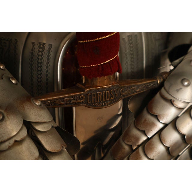 Marto Toledo Spanish Engraved Full Suit of Armor with Sword For Sale In Philadelphia - Image 6 of 18