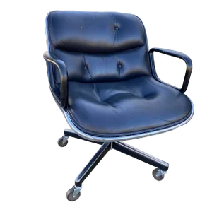1980s Charles Pollock for Knoll Attributed Leather Executive Swivel Desk Chair
