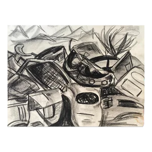 1950s Virginia Spencer Car Junk Yard Drawing