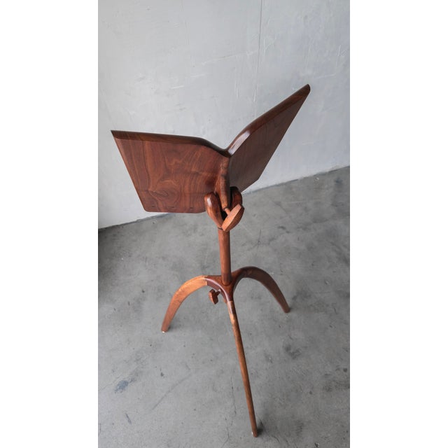 Sculpted Walnut Studio Craft Music Stand, Signed For Sale - Image 11 of 14